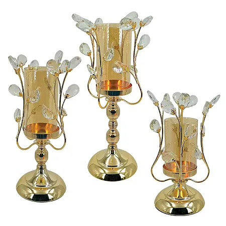 ΚΗΡΟΠΗΓΕΙΑ ΜΕΤΑΛΛΙΚA ΣΕΤ/3 ΧΡΥΣΟ/ΜΕΛΙ ΚΛΑΣΙΚΟ ΜΕ ΓΥΑΛΙ & ΚΡΥΣΤΑΛΛΑ - S:Φ13x26, Μ:Φ13x32, L:Φ13x38cm
 6/ΚΙΒ